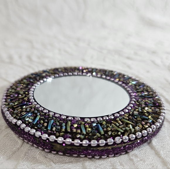 Beaded Multicolored Pocket Mirror - Picture 4 of 10